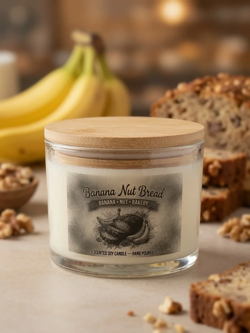 16oz Banana Nut Bread 3-Wick Soy Candle | Handmade Bakery Scent